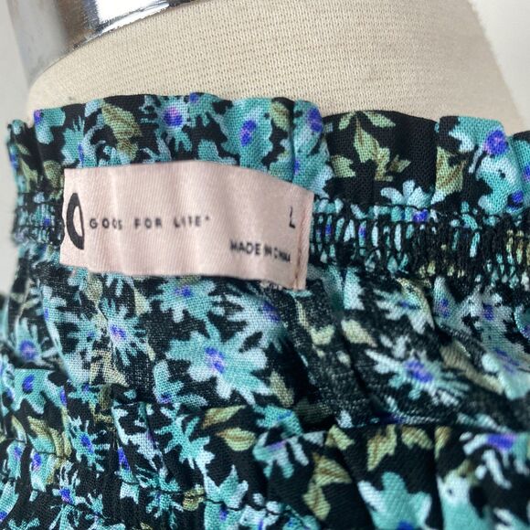 SO Baby Doll Top Large Blue Floral Crop Long Sleeves Fairy Goth Milkmaid Boho - Picture 13 of 15